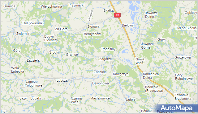 mapa Zagórze gmina Jodłowa, Zagórze gmina Jodłowa na mapie Targeo