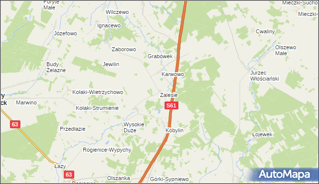 mapa Zalesie gmina Stawiski, Zalesie gmina Stawiski na mapie Targeo