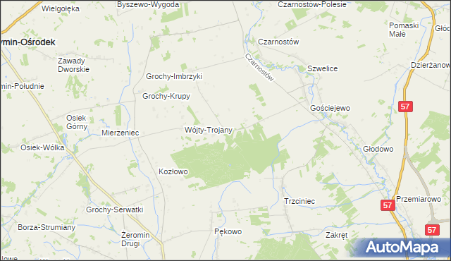 mapa Baraniec gmina Karniewo, Baraniec gmina Karniewo na mapie Targeo