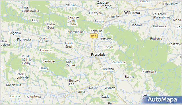 mapa Frysztak, Frysztak na mapie Targeo