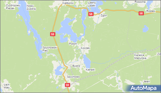 mapa Koczek, Koczek na mapie Targeo