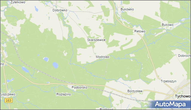 mapa Modrolas, Modrolas na mapie Targeo