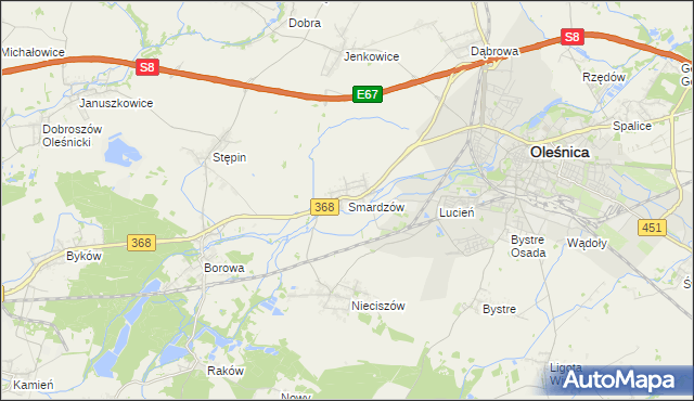 mapa Smardzów gmina Oleśnica, Smardzów gmina Oleśnica na mapie Targeo