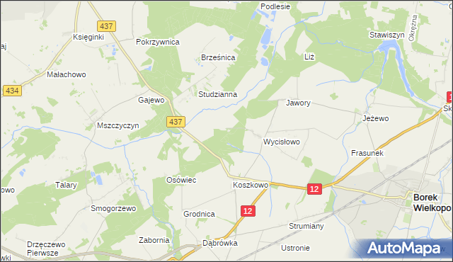 mapa Wroniny, Wroniny na mapie Targeo