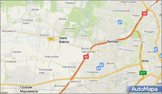 mapa Blizne Jasińskiego, Blizne Jasińskiego na mapie Targeo