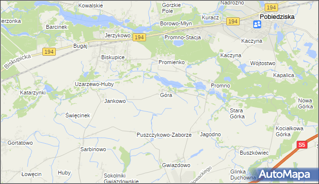 mapa Góra gmina Pobiedziska, Góra gmina Pobiedziska na mapie Targeo