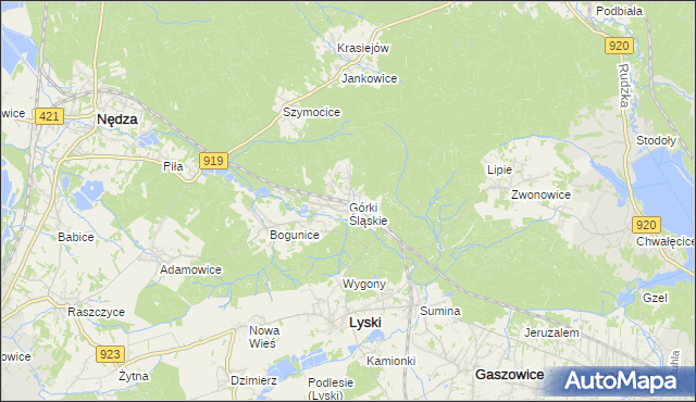 mapa Górki Śląskie, Górki Śląskie na mapie Targeo