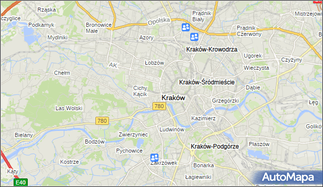 mapa Krakowa, Kraków na mapie Targeo