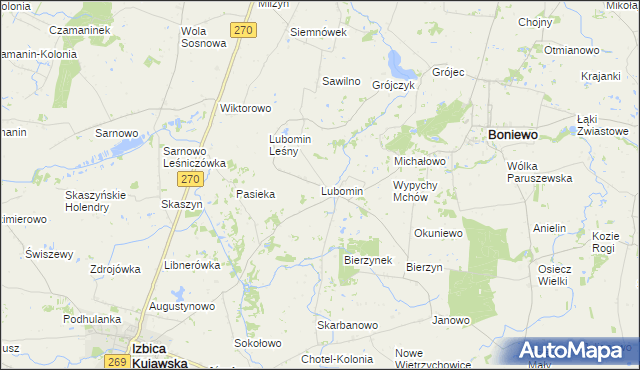 mapa Lubomin gmina Boniewo, Lubomin gmina Boniewo na mapie Targeo