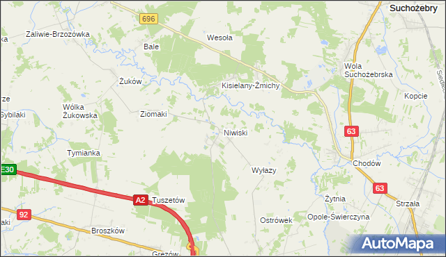mapa Niwiski, Niwiski na mapie Targeo