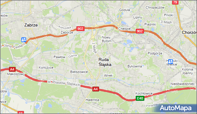 mapa Rudy Śląskiej, Ruda Śląska na mapie Targeo