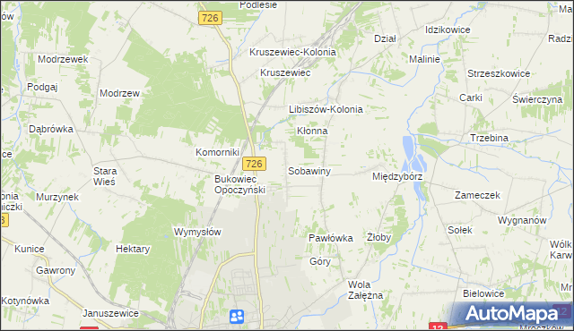 mapa Sobawiny, Sobawiny na mapie Targeo