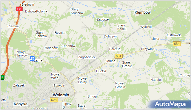 mapa Lipinki gmina Wołomin, Lipinki gmina Wołomin na mapie Targeo