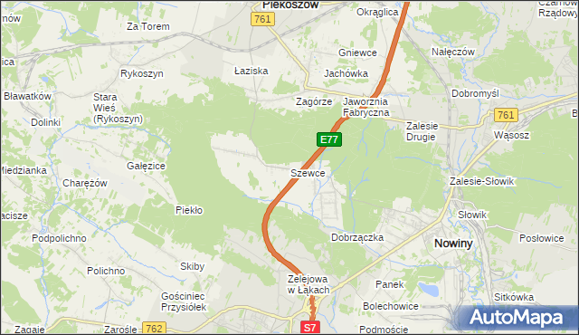 mapa Szewce gmina Sitkówka-Nowiny, Szewce gmina Sitkówka-Nowiny na mapie Targeo