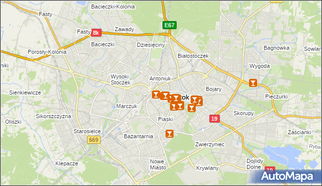 mapa Białegostoku, Białystok na mapie Targeo