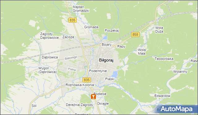 mapa Biłgoraj, Biłgoraj na mapie Targeo