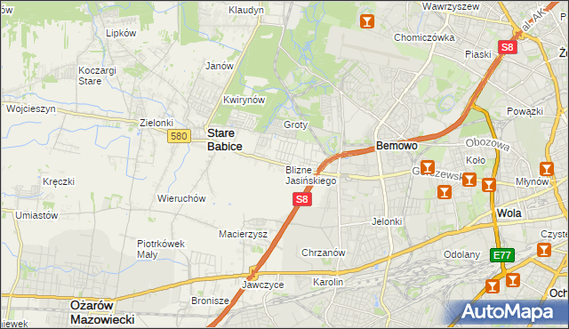 mapa Blizne Jasińskiego, Blizne Jasińskiego na mapie Targeo