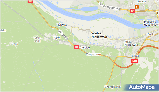 mapa Cierpice gmina Wielka Nieszawka, Cierpice gmina Wielka Nieszawka na mapie Targeo