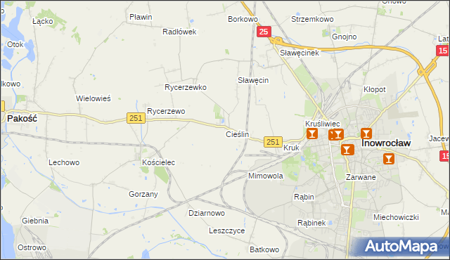mapa Cieślin gmina Inowrocław, Cieślin gmina Inowrocław na mapie Targeo