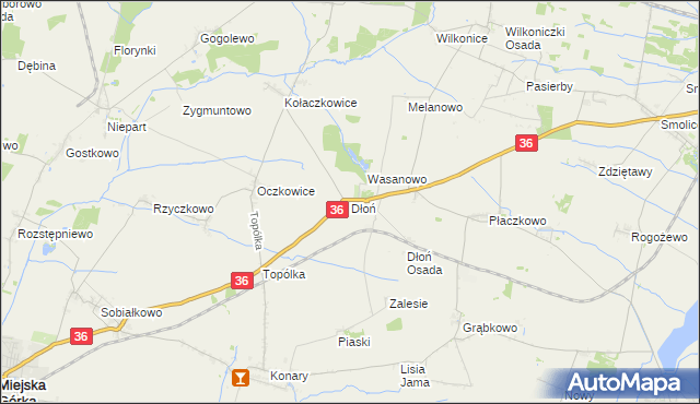 mapa Dłoń, Dłoń na mapie Targeo