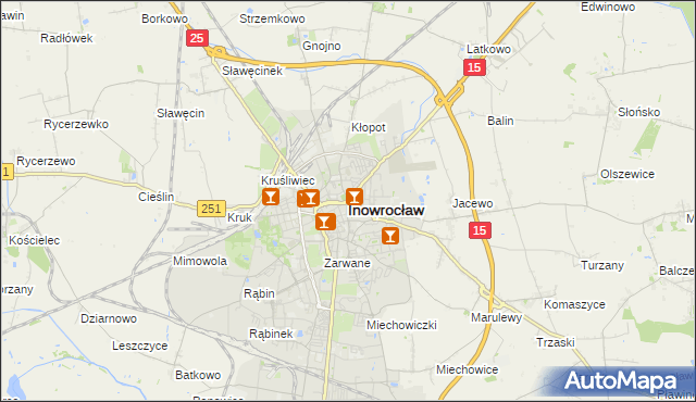 mapa Inowrocławia, Inowrocław na mapie Targeo