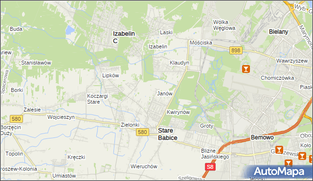mapa Janów gmina Stare Babice, Janów gmina Stare Babice na mapie Targeo