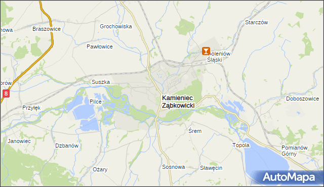 mapa Kamieniec Ząbkowicki, Kamieniec Ząbkowicki na mapie Targeo