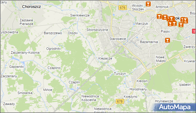 mapa Klepacze gmina Choroszcz, Klepacze gmina Choroszcz na mapie Targeo