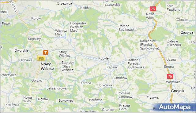 mapa Kobyle gmina Nowy Wiśnicz, Kobyle gmina Nowy Wiśnicz na mapie Targeo