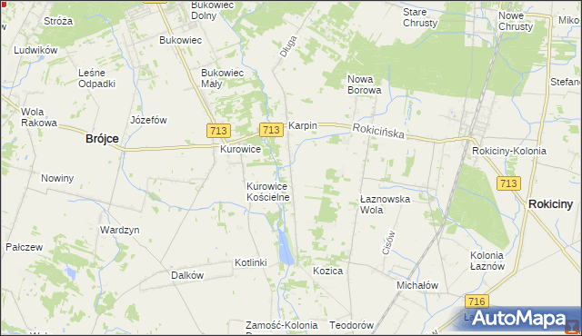 mapa Kotliny gmina Brójce, Kotliny gmina Brójce na mapie Targeo