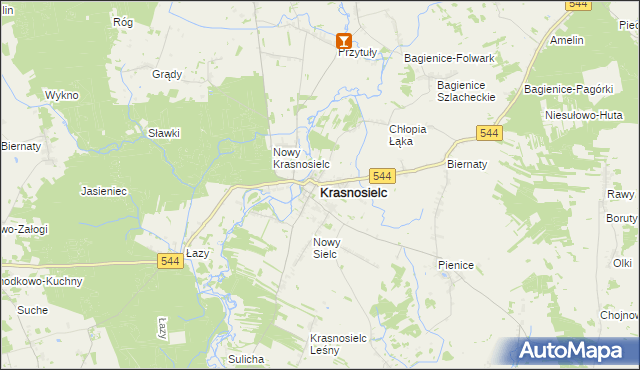 mapa Krasnosielc, Krasnosielc na mapie Targeo