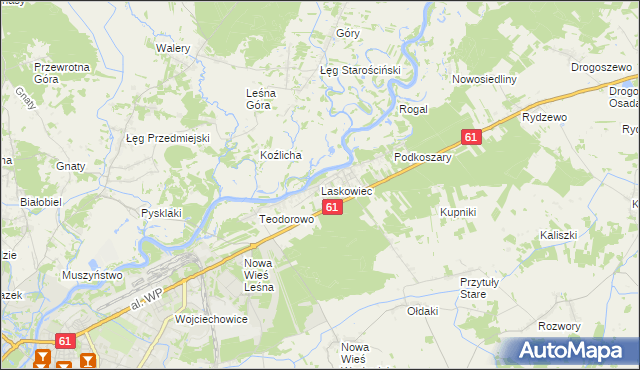 mapa Laskowiec gmina Rzekuń, Laskowiec gmina Rzekuń na mapie Targeo