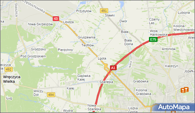mapa Lgota gmina Kłobuck, Lgota gmina Kłobuck na mapie Targeo