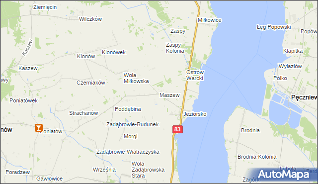 mapa Maszew, Maszew na mapie Targeo