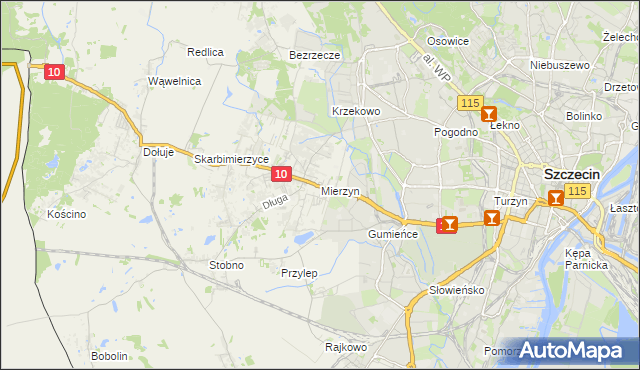 mapa Mierzyn gmina Dobra (Szczecińska), Mierzyn gmina Dobra (Szczecińska) na mapie Targeo