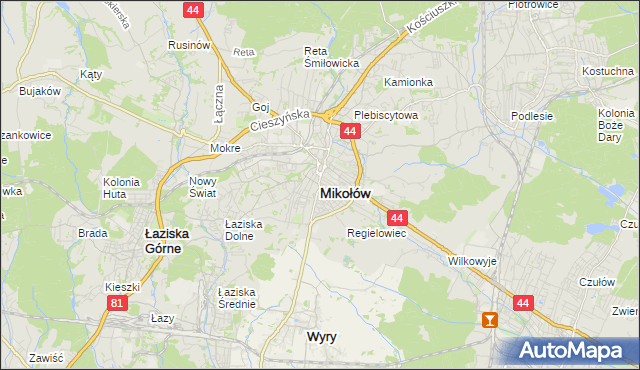 mapa Mikołów, Mikołów na mapie Targeo