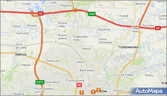 mapa Miłocin gmina Głogów Małopolski, Miłocin gmina Głogów Małopolski na mapie Targeo