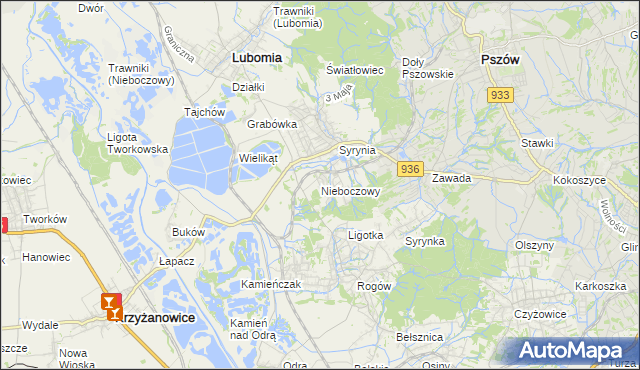 mapa Nieboczowy, Nieboczowy na mapie Targeo