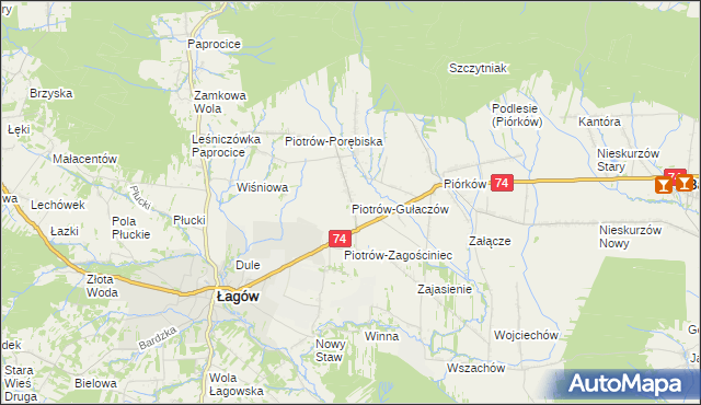 mapa Piotrów-Gułaczów, Piotrów-Gułaczów na mapie Targeo