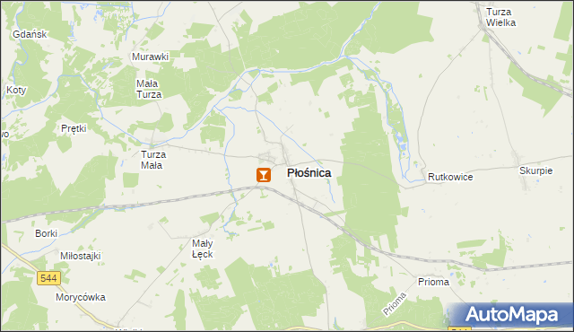 mapa Płośnica, Płośnica na mapie Targeo