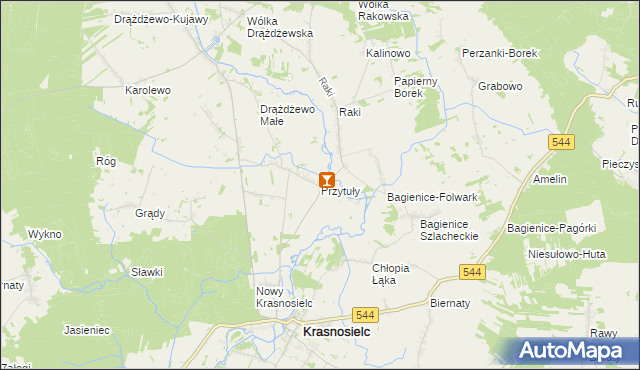 mapa Przytuły gmina Krasnosielc, Przytuły gmina Krasnosielc na mapie Targeo