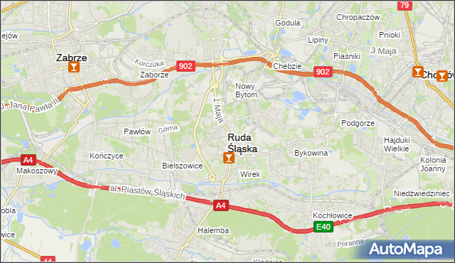 mapa Rudy Śląskiej, Ruda Śląska na mapie Targeo