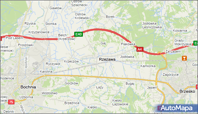 mapa Rzezawa, Rzezawa na mapie Targeo