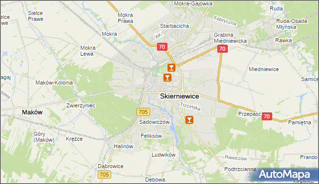 mapa Skierniewic, Skierniewice na mapie Targeo
