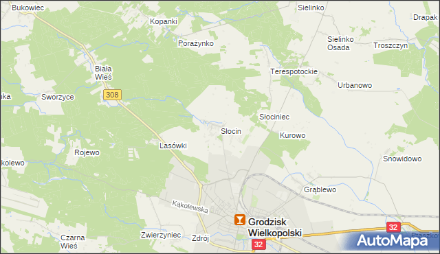 mapa Słocin, Słocin na mapie Targeo