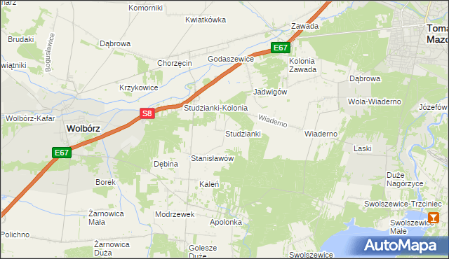 mapa Studzianki gmina Wolbórz, Studzianki gmina Wolbórz na mapie Targeo