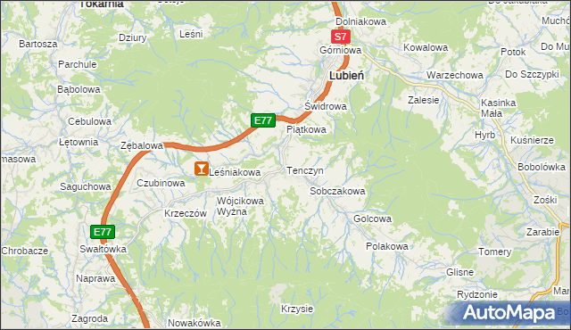 mapa Tenczyn, Tenczyn na mapie Targeo