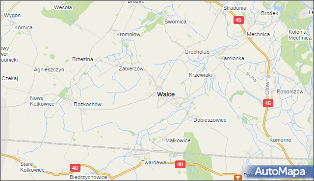mapa Walce, Walce na mapie Targeo