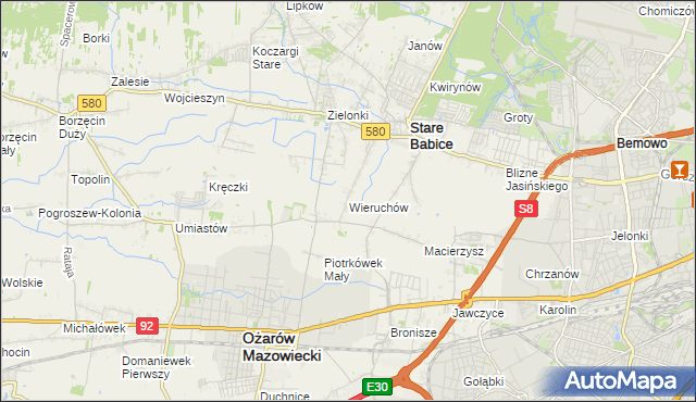 mapa Wieruchów, Wieruchów na mapie Targeo