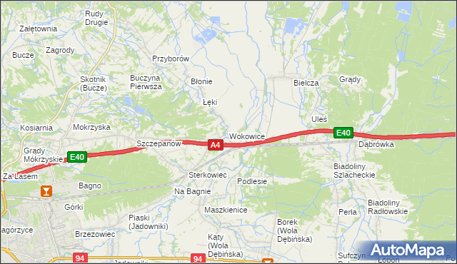 mapa Wokowice, Wokowice na mapie Targeo